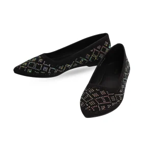 CRYSTAL BALLET FLATS (BLACK)
