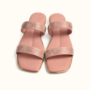 PUTER CRYSTAL SLIDE SANDALS(PINK)