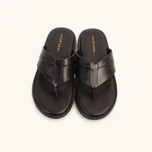 CLASSIC TOE POST LEATHER SANDAL(BLACK)