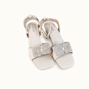 HEELS WITH CRYSTAL BOW(WHITE)