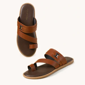 MULTI-STRAP TOE RING SANDAL(BROWN)