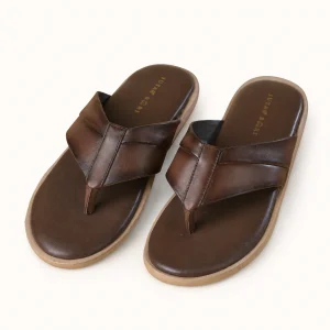 CLASSIC TOE POST LEATHER SANDAL(BROWN)